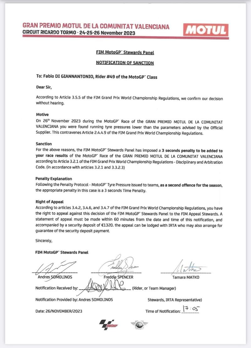 La decisione dello Steward Panel