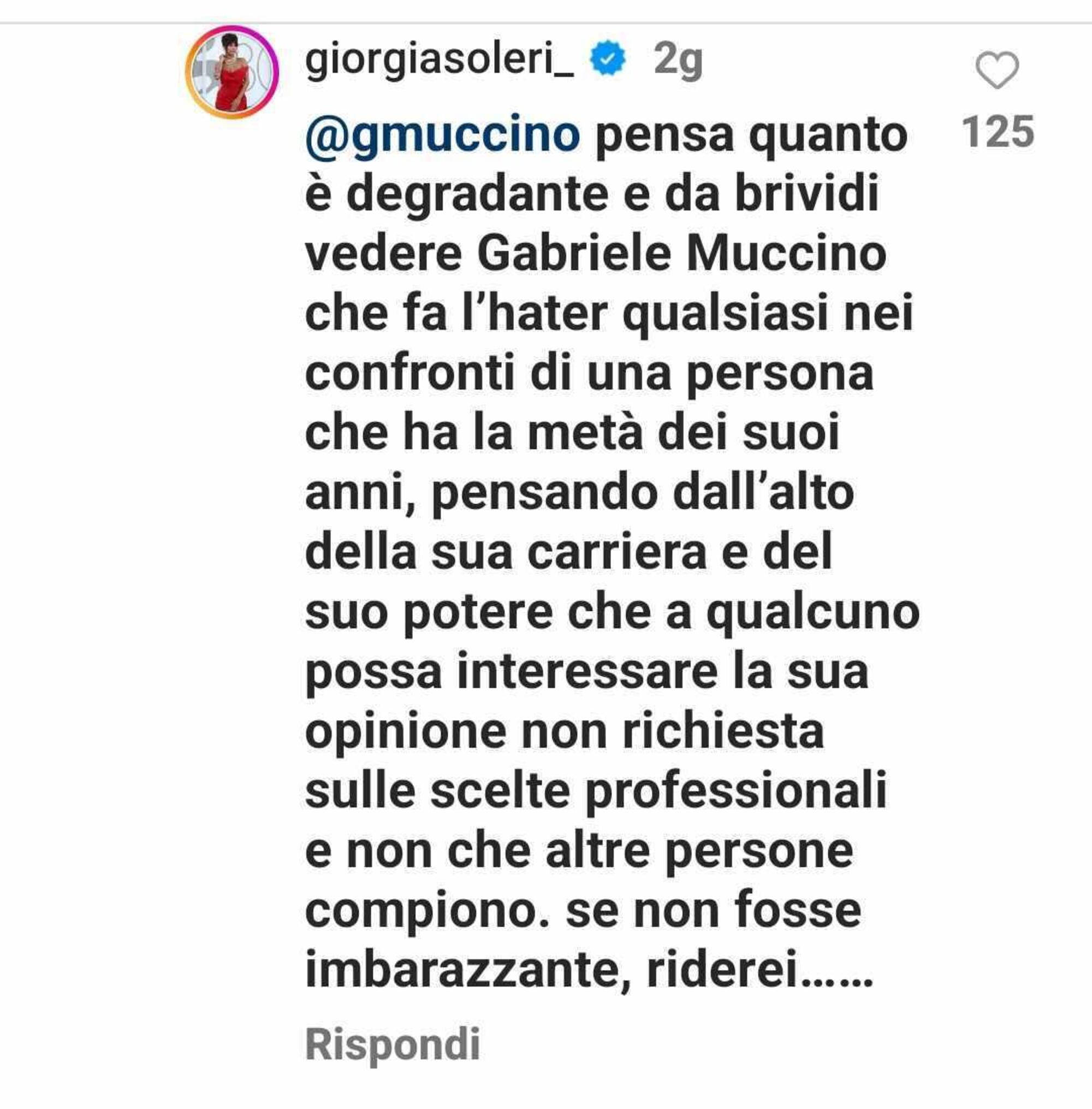 Giorgia Soleri risponde a Muccino
