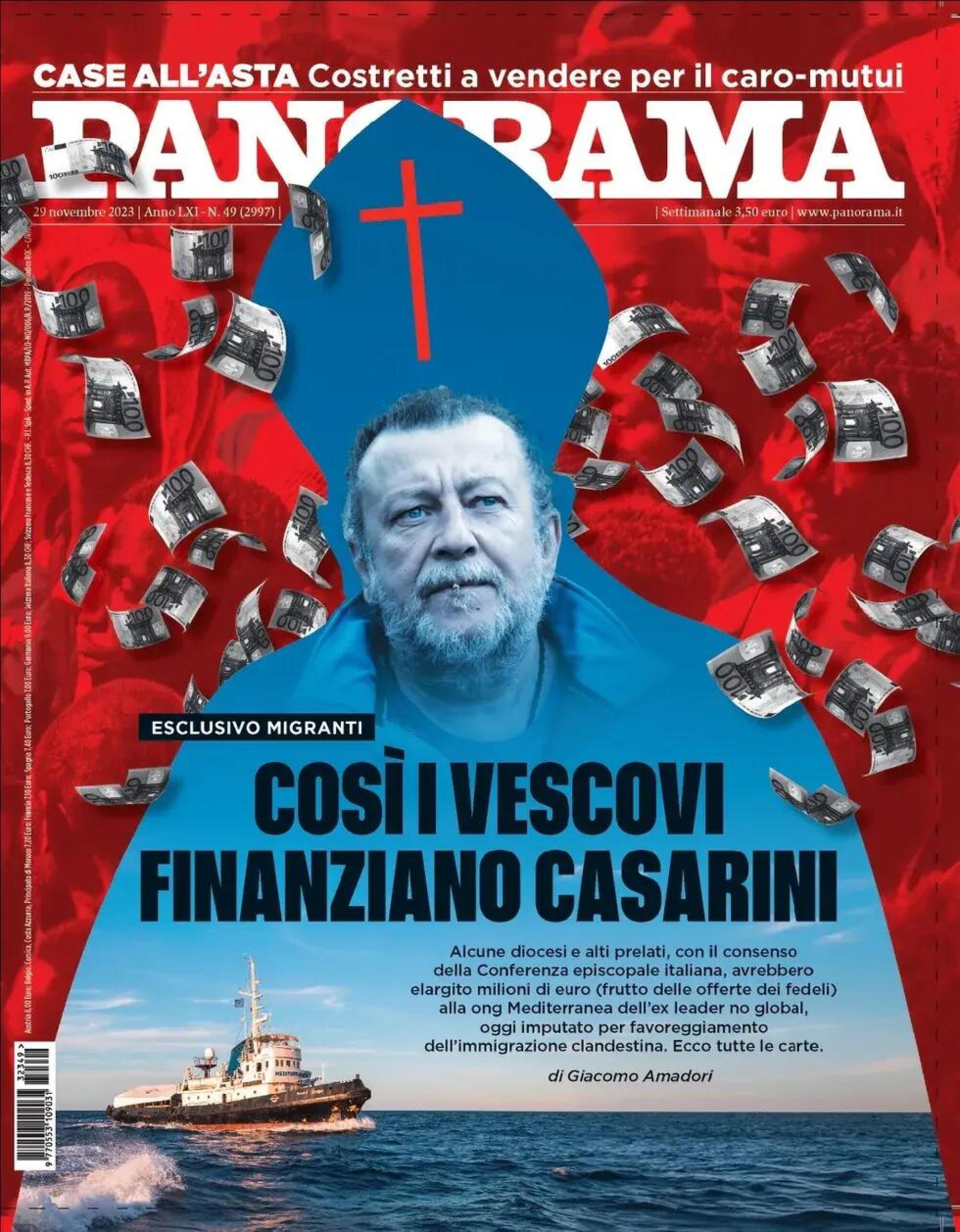 La copertina di Panorama su Luca Casarini e i presunti rapporti con i vescovi