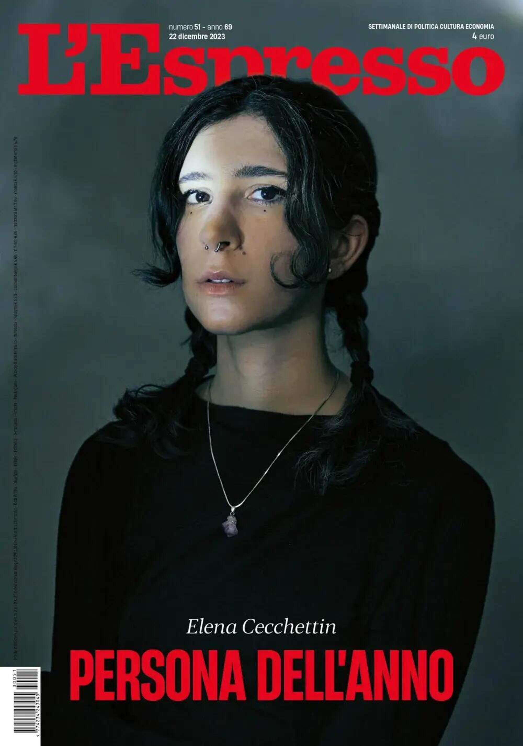 Elena Cecchettin in cover sull&#039;Espresso