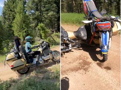 Avete mai visto una Goldwing fare enduro con una moto legata alla sella? Eccola! [VIDEO]