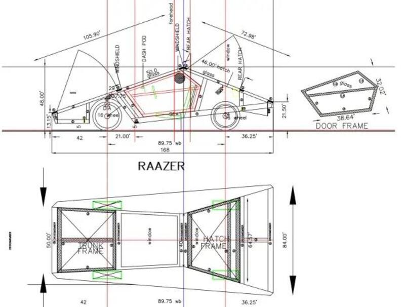 Il progetto della Raazer con le dimensioni principali