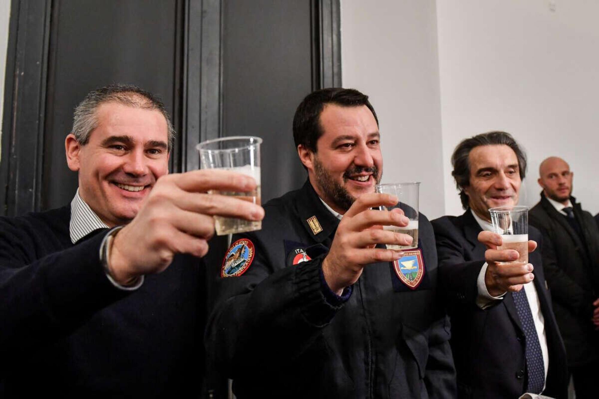 Da sinistra: Grimoldi, Salvini e Zaia