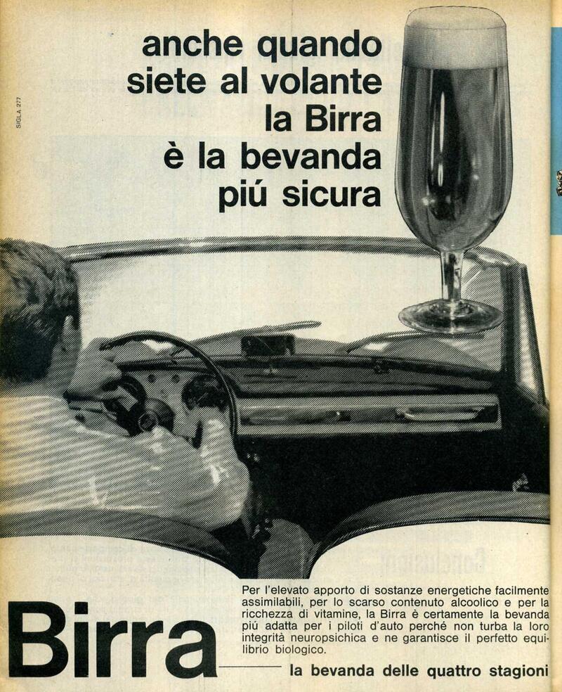 Pubblicit&agrave; della birra in auto, anni &#039;60