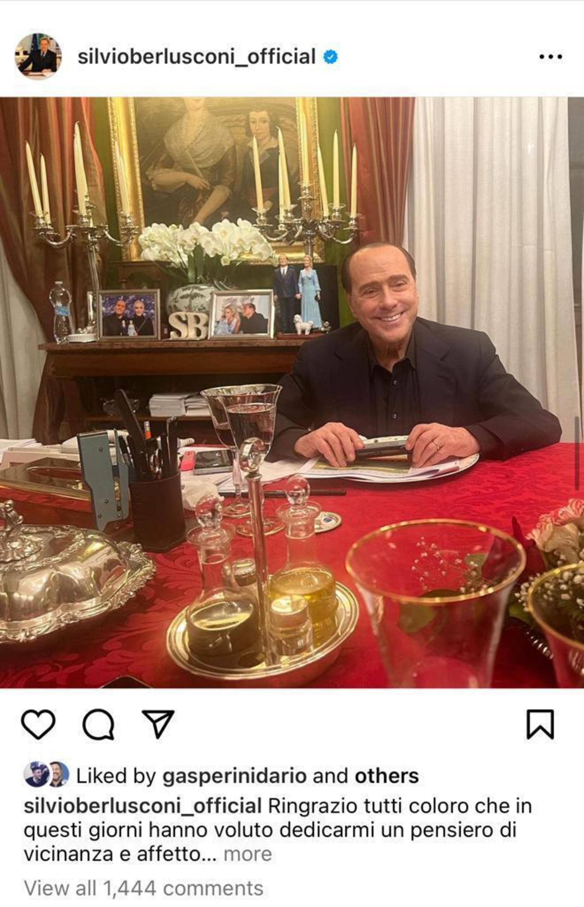 Il profilo Instagram di Silvio Berlusconi