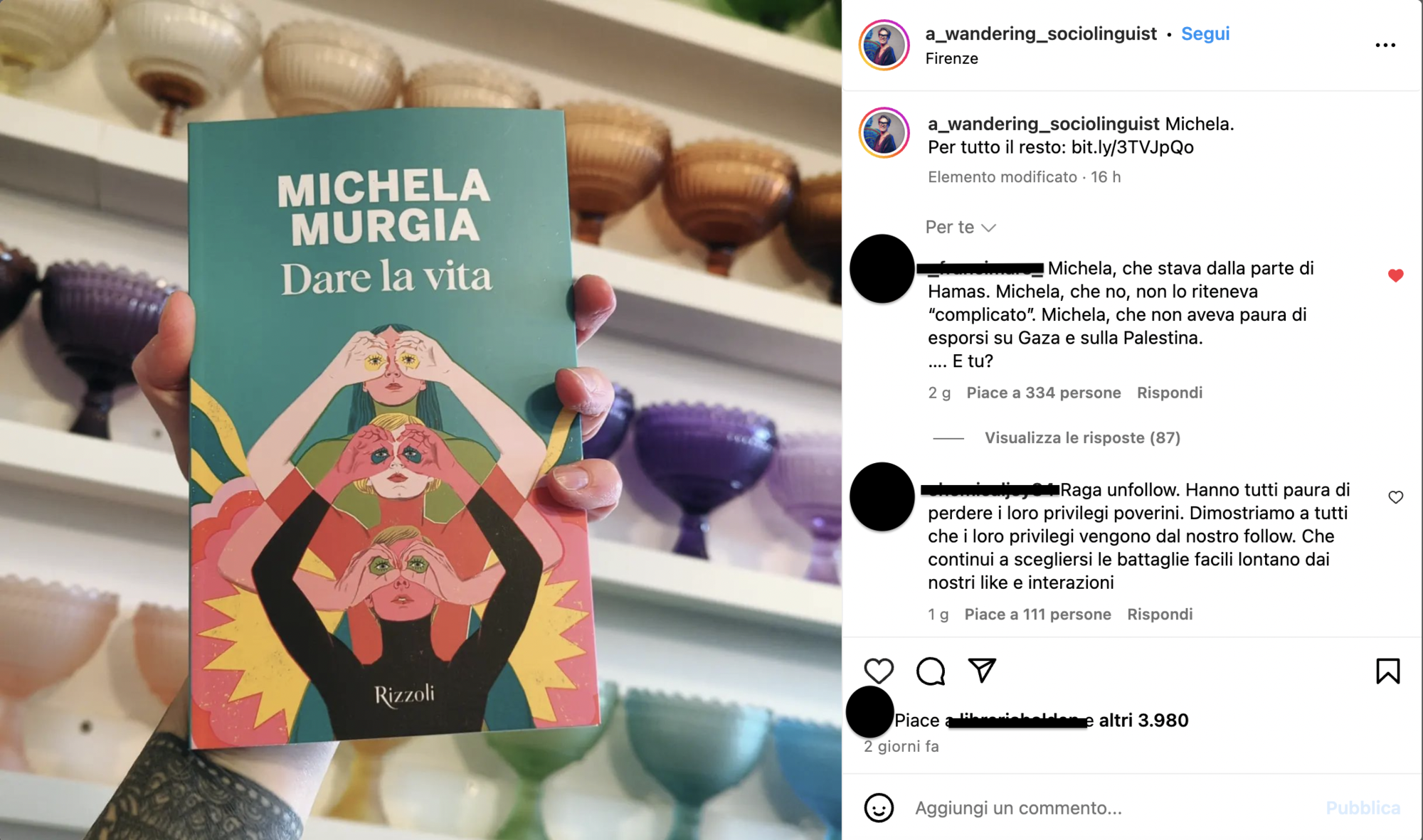 Il post di Vera Gheno sul nuovo libro di Michela Murgia