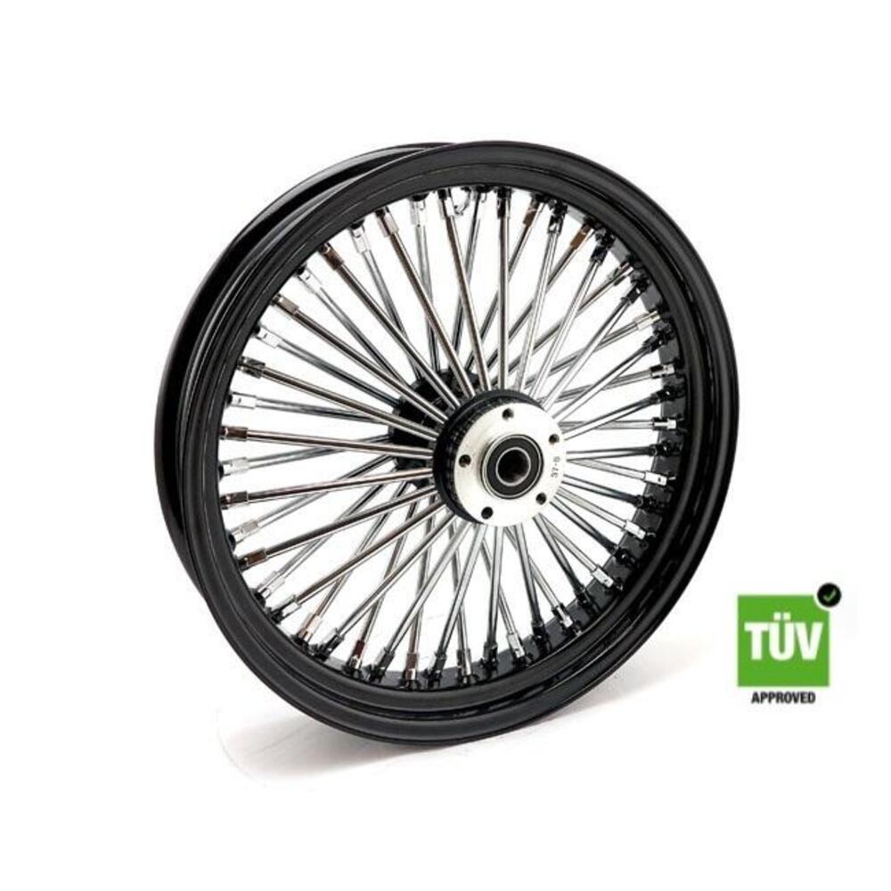 Ruota anteriore nera e cromo Big Spoke 48 raggi 18 