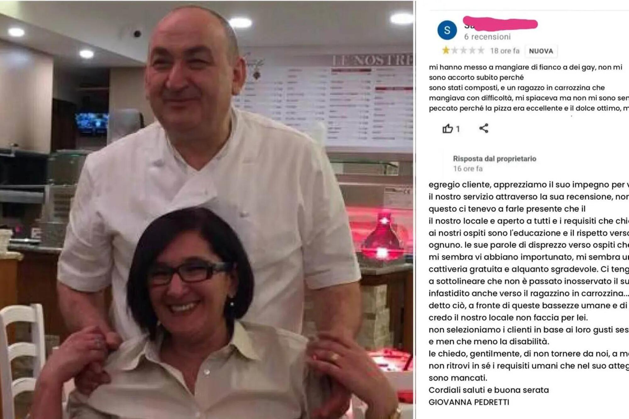 La ristoratrice Giovanna Pedretti e il commento incriminato