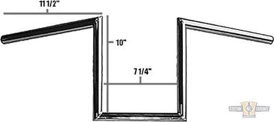 Manubrio Z Bar 1", alto 10" , Largo 72cm, Cromato, Jammer
