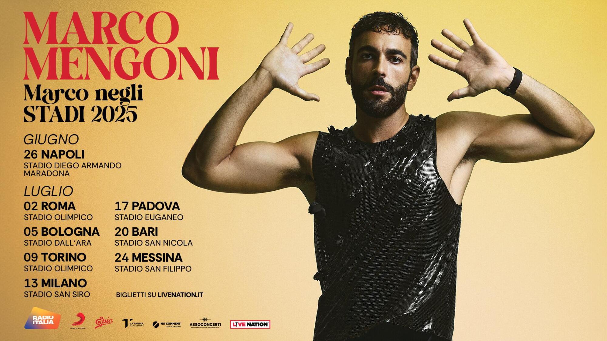 Il nuovo tour 2025 di Marco Mengoni