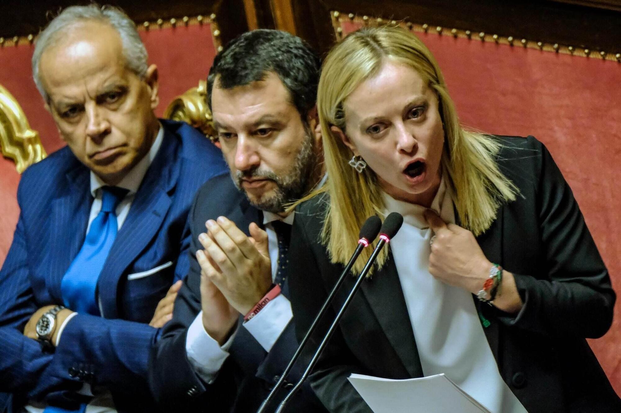 Piantedosi, Salvini e Meloni