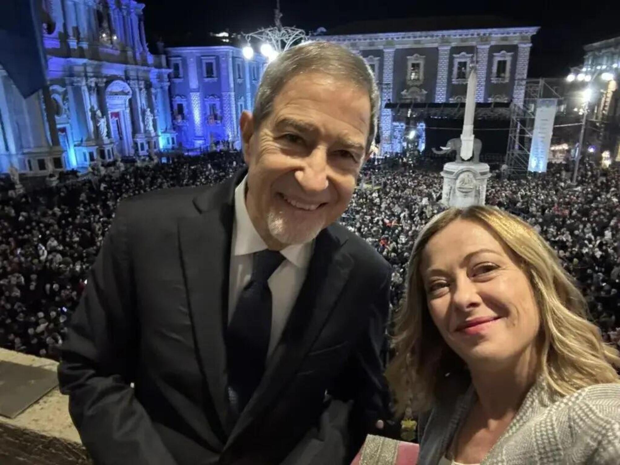 Il sindaco di Catania Enrico Tarantino e Giorgia Meloni, in citt&agrave; in occasione della festa di Sant&#039;Agata