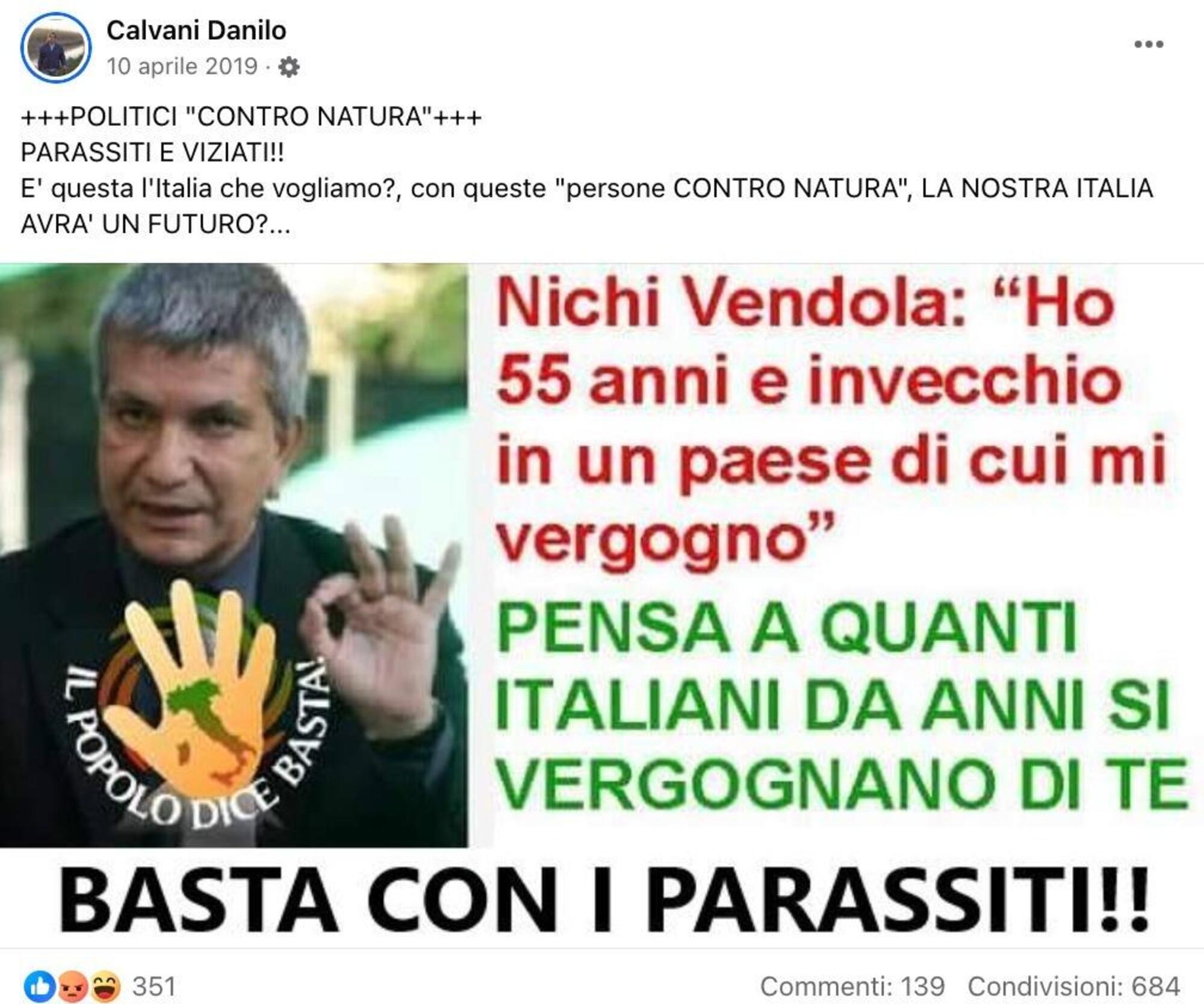 Danilo Calvani contro Nichi Vendola