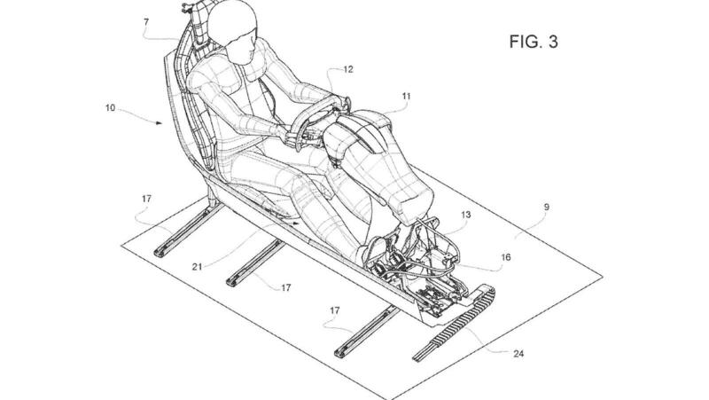 Ferrari: brevettato il sedile che scorre al centro dell&#039;auto per la guida in pista (o in Gran Bretagna)