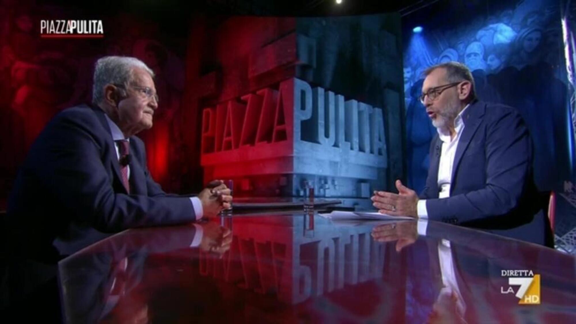 Romano Prodi e Corrado Formigli a Piazzapulita