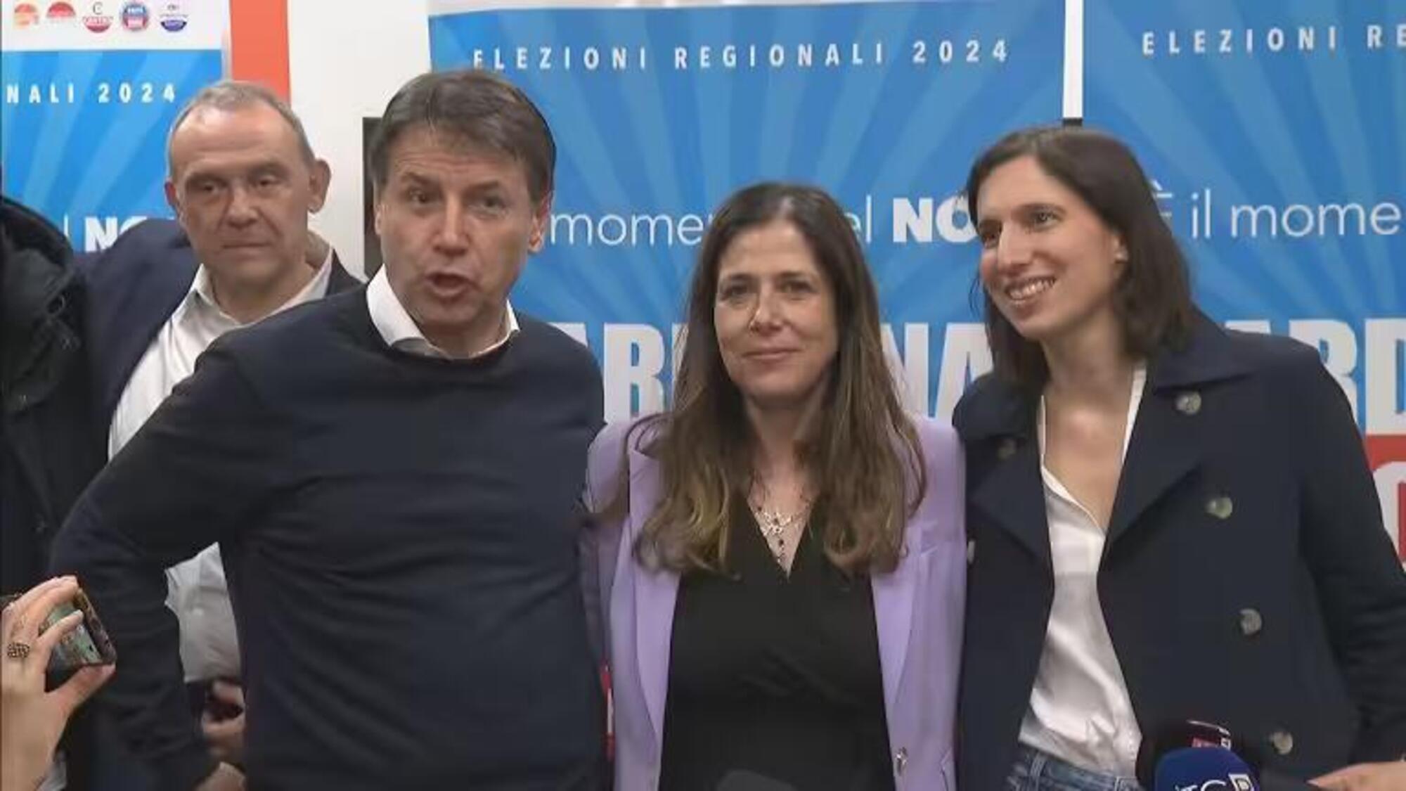 Giuseppe Conte, Alessandra Todde e Elly Schlein