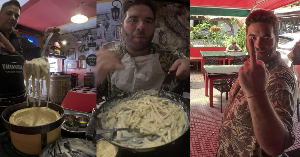 Come snobbare la finale di Masterchef? Con una parola e un ristorante: il Vaffancu*o di Buenos Aires. Burbank &egrave; andato a mangiare la carbonara con il prezzemolo e finto parmigiano 