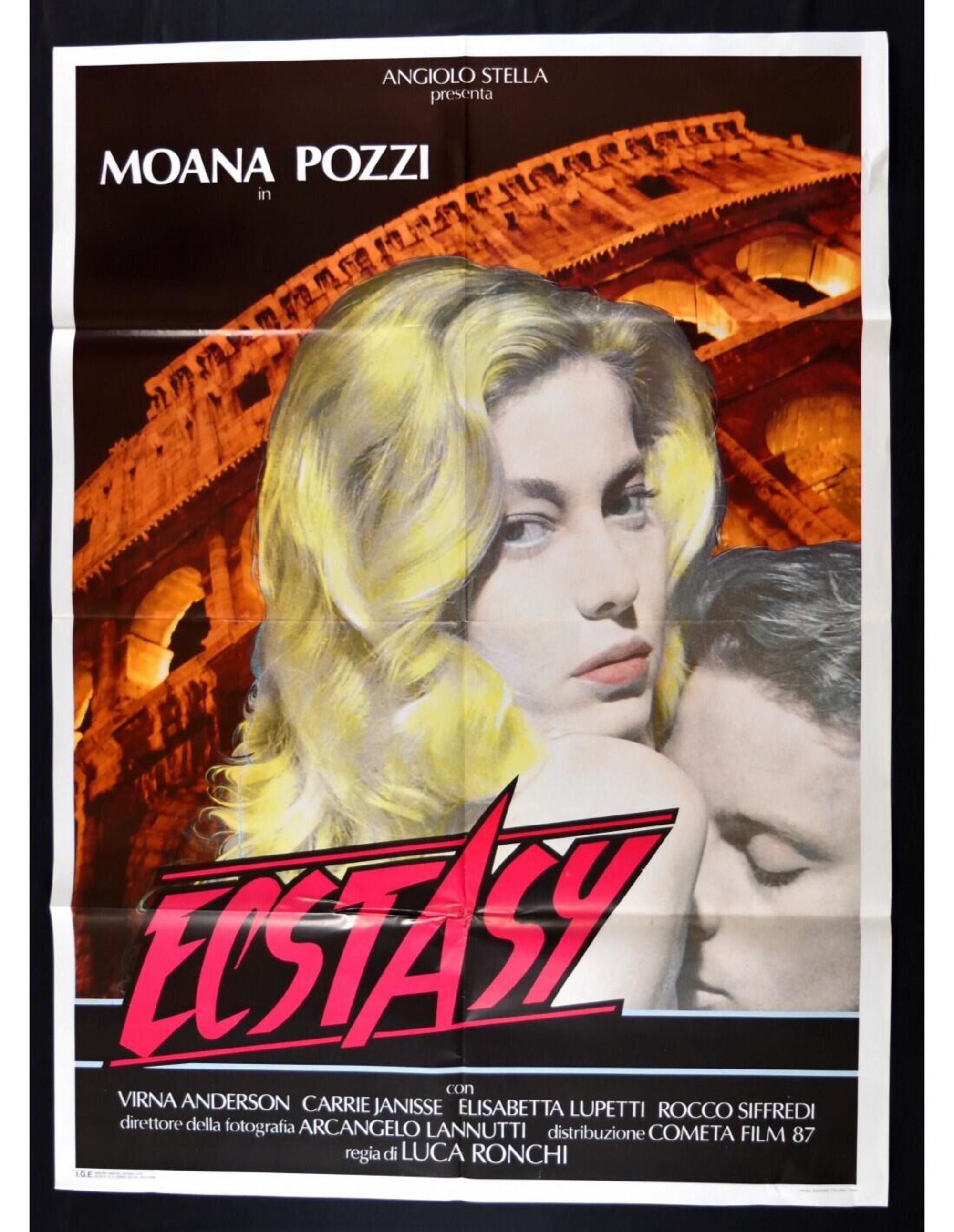 La locandina di Ecstasy, il film con Rocco Siffredi e Moana Pozzi 