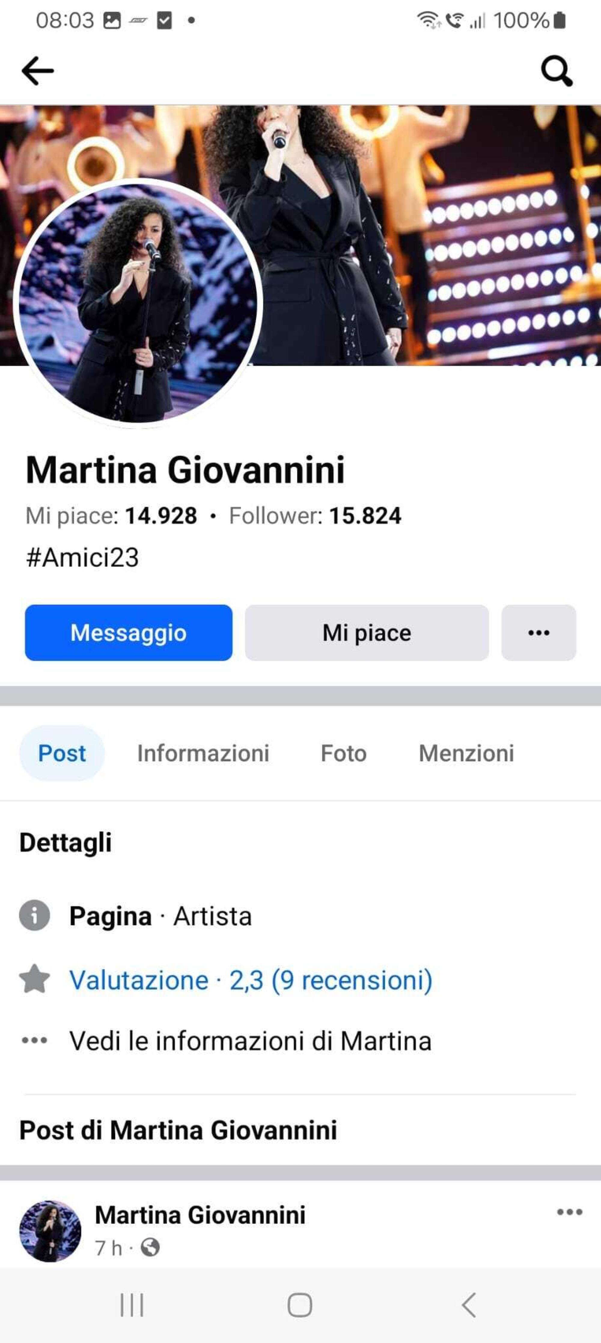 Profilo fb di Maritna Giovannini ex Casadilego