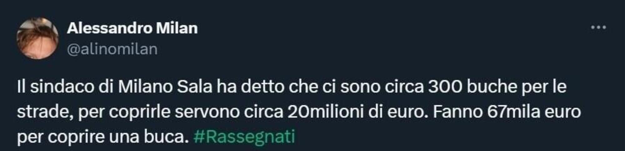 Il tweet di Alessandro Milan