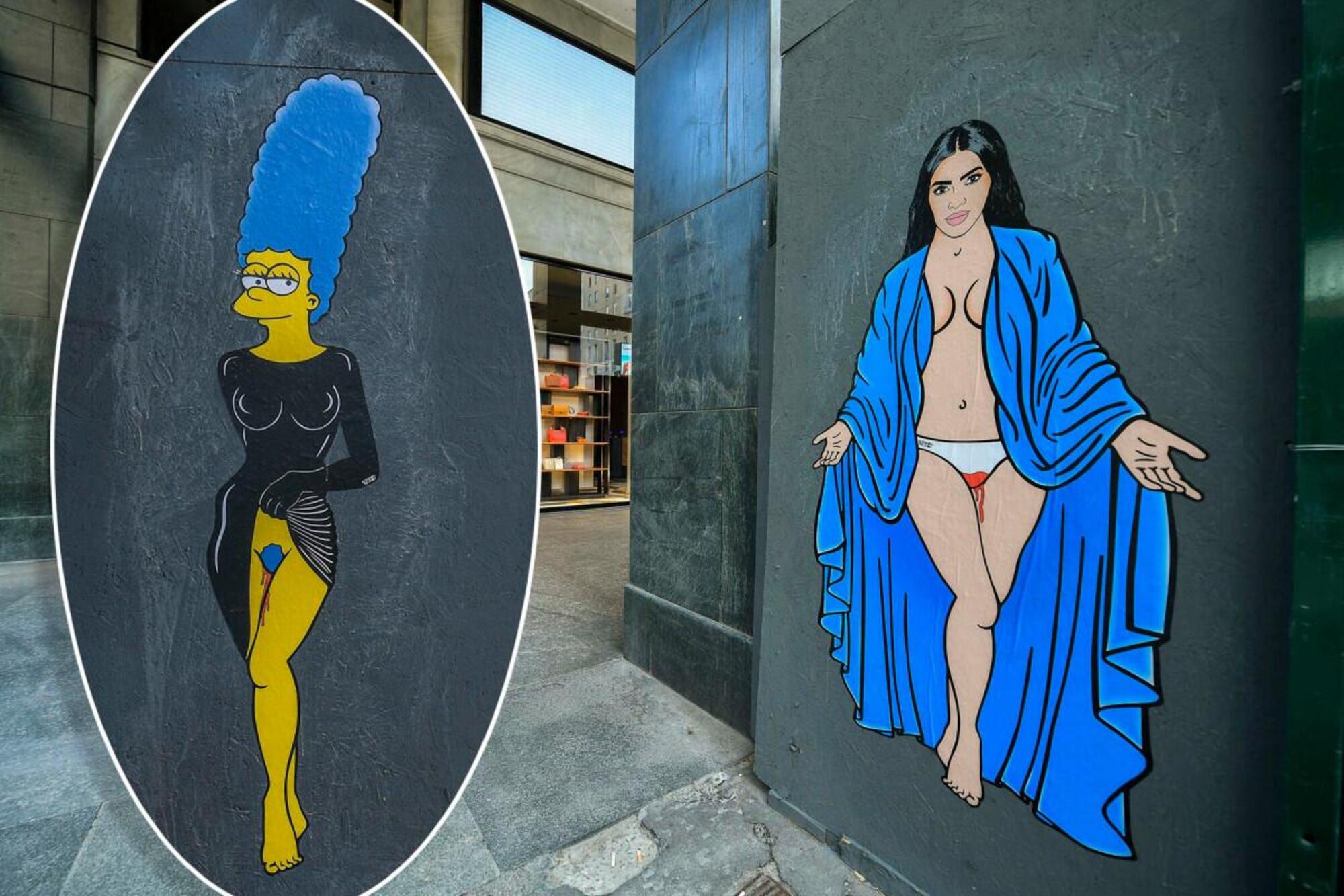 I murales di Kim Kardashian e Marge Simpson