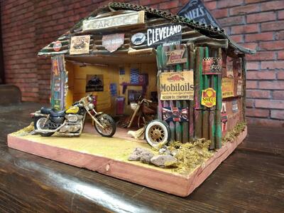 Diorama Garage con Sportster e Touring American W 