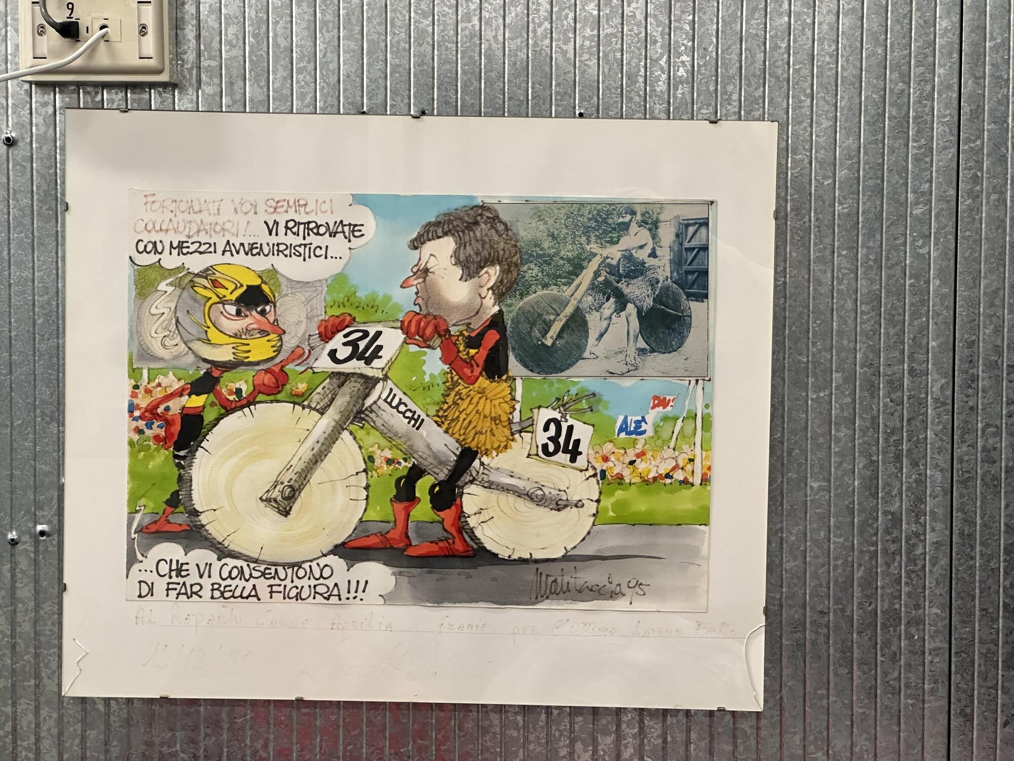 Marcellino Lucchi vignetta Giorgio Serra Aprilia Racing 2024