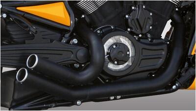 Scarico NLC Dragster drag pipe nero opaco per Vrod 