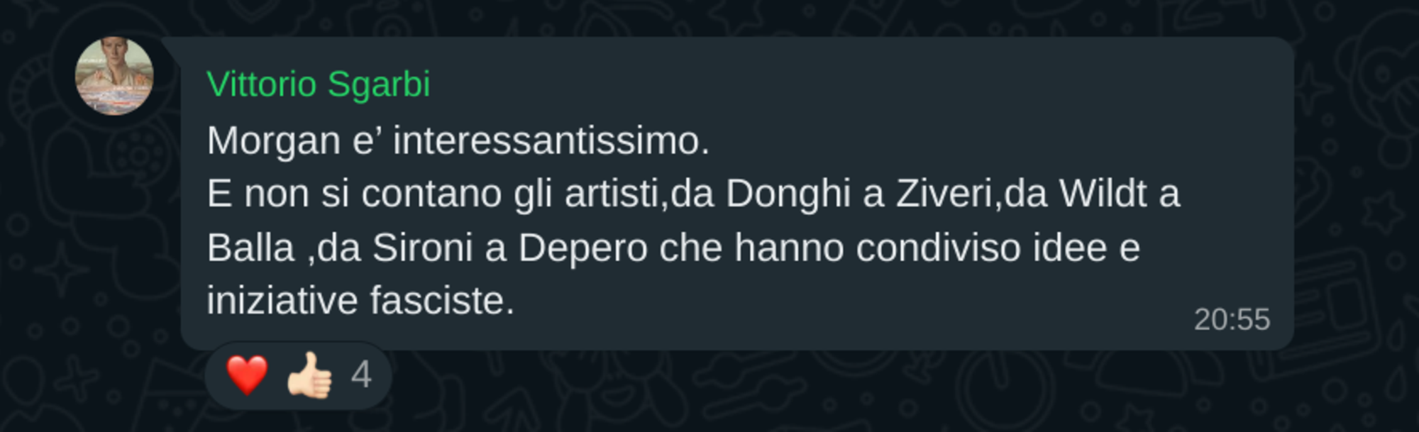 Il messaggio di Vittorio Sgarbi in difesa di Morgan 