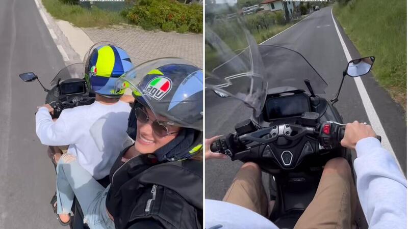 Valentino Rossi e Francesca Sofia Novello come veri TMaxisti