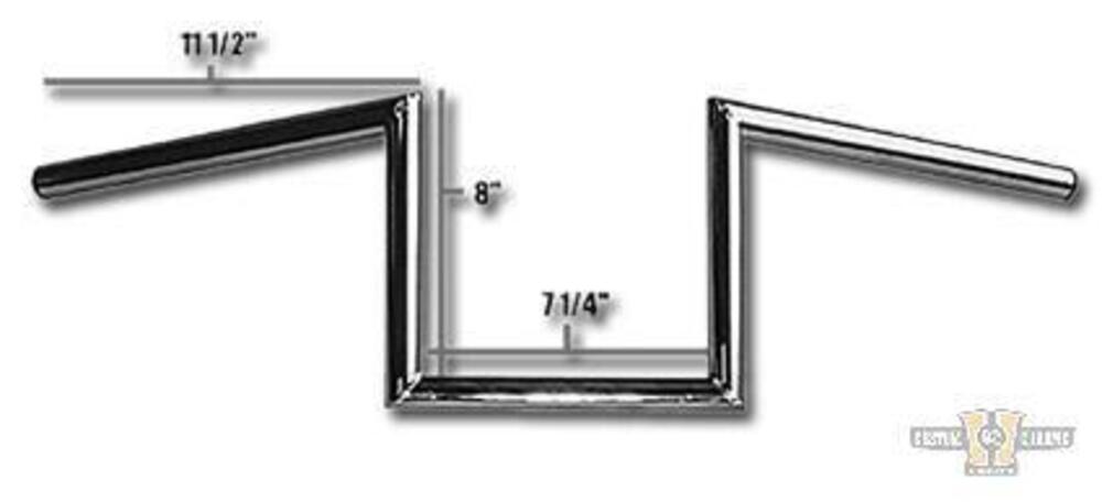 Manubrio Z Bar 1", alto 8", Largo 72cm, Cromato, c Jammer