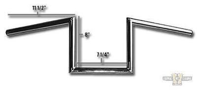 Manubrio Z Bar 1", alto 8", Largo 72cm, Cromato, c Jammer