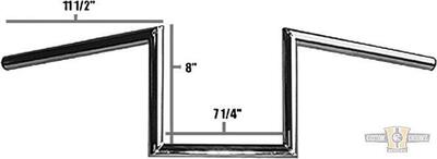 Manubrio Z Bar 1", alto 8", Largo 72cm, Cromato, s Jammer