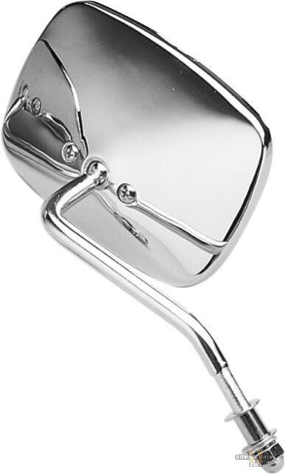 Specchietto rettangolare destro stelo corto cromo 