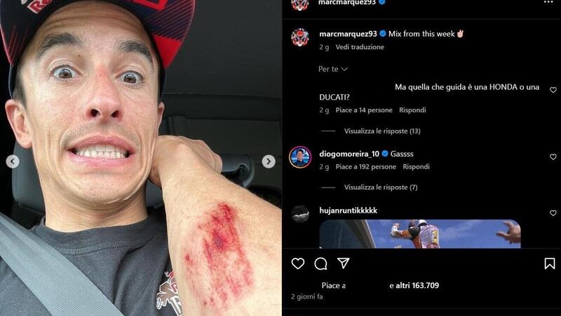 MotoGP 2024. Marc Marquez &egrave; caduto mentre si allenava su sterrato