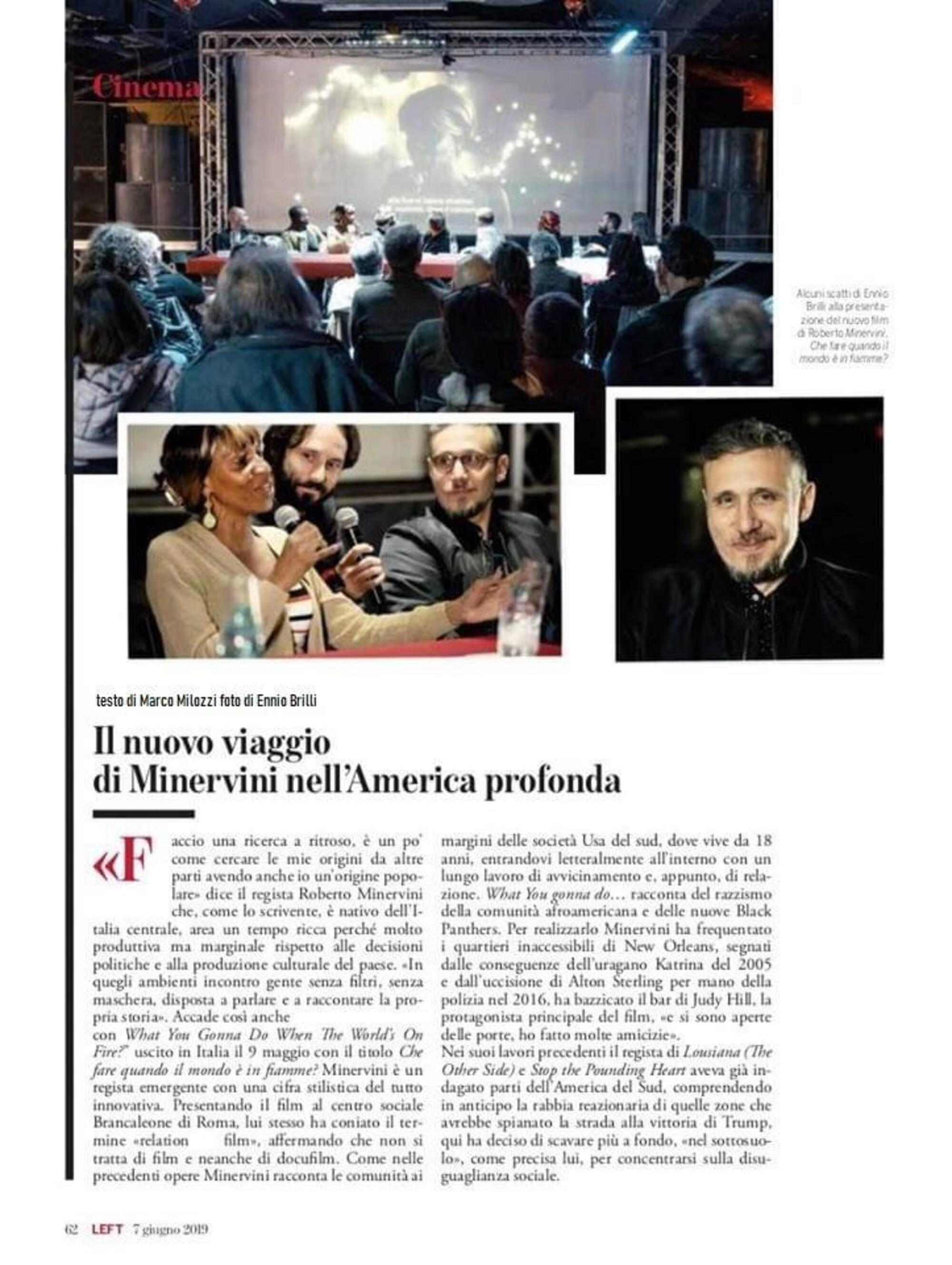 L&#039;intervista di Marco Milozzi a Roberto Minervini su Left magazine