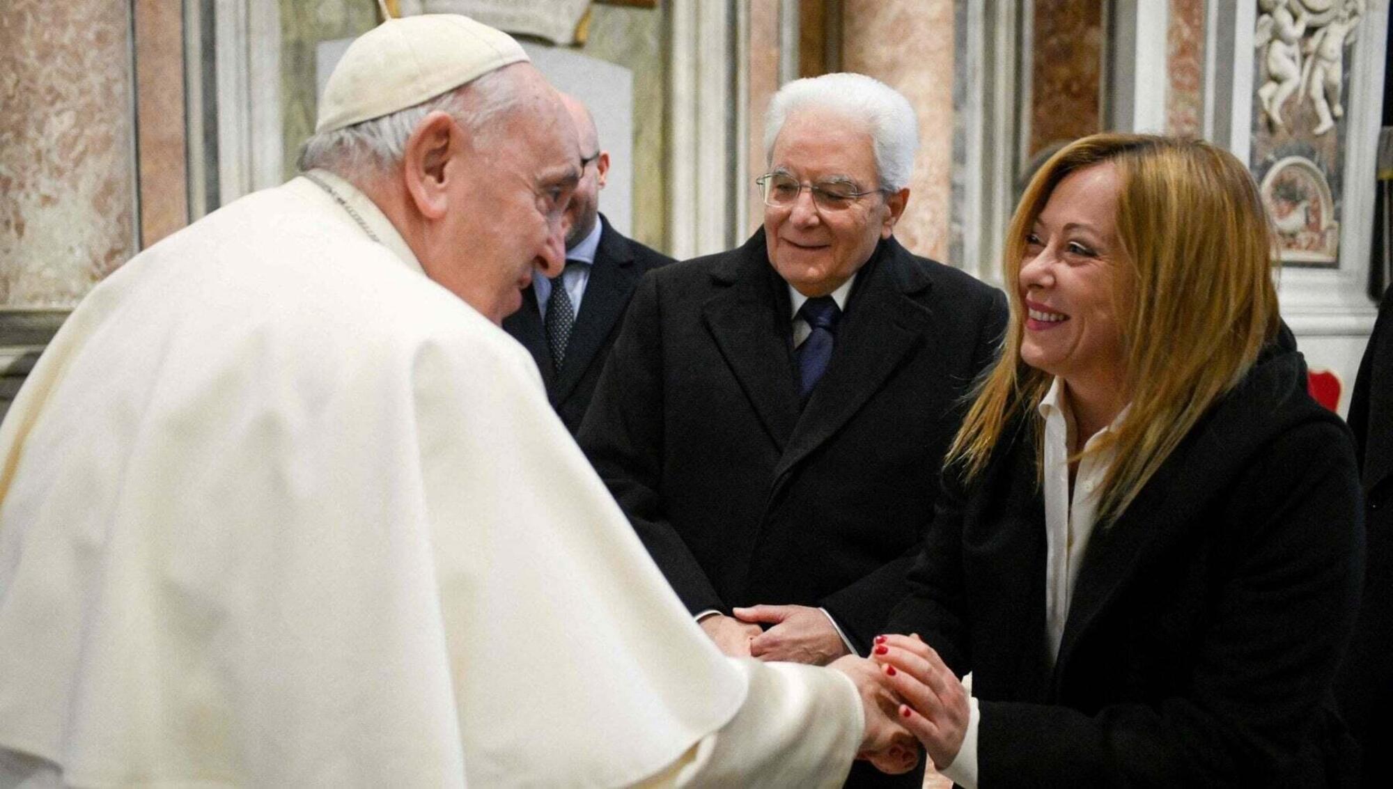 Giorgia Meloni, Papa Francesco e il Presidente Sergio Mattarella