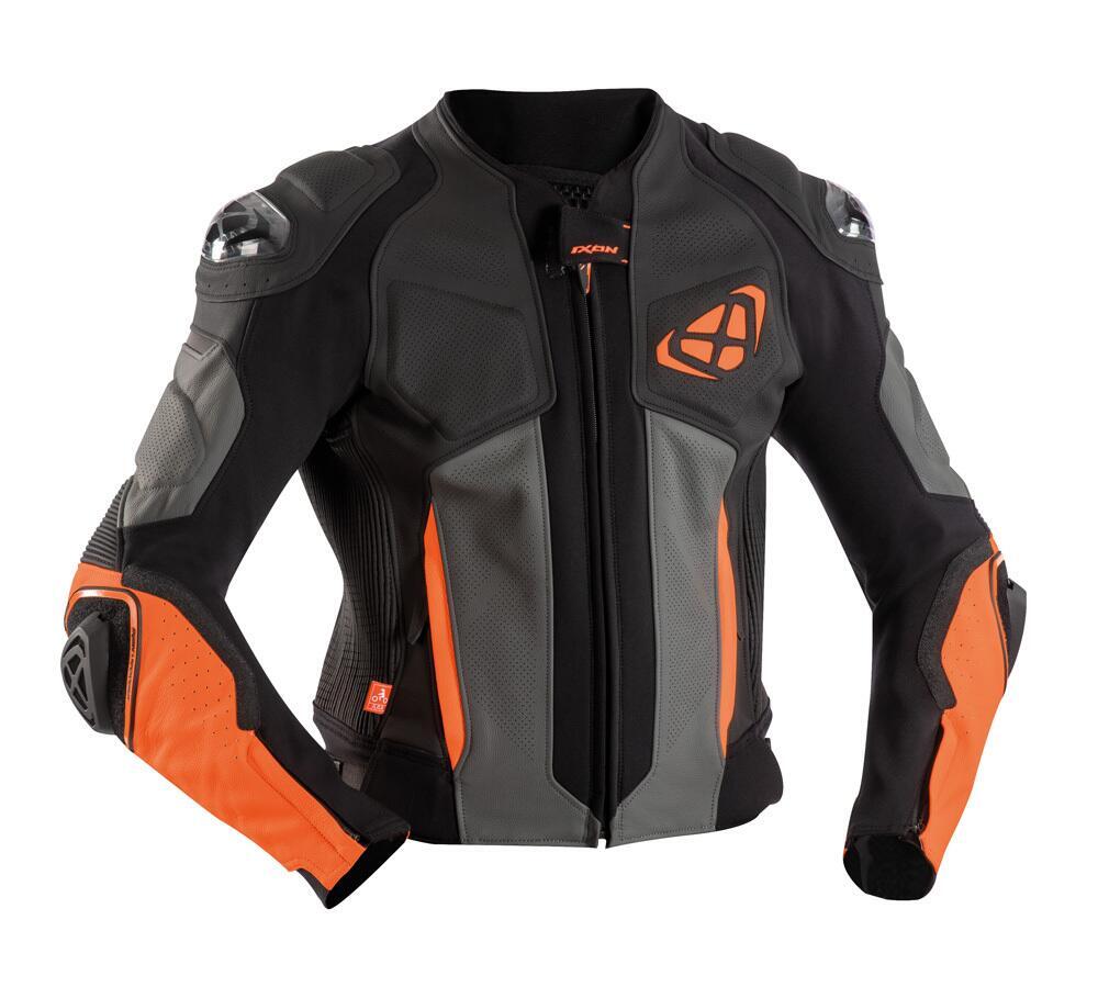 Giacca moto pelle Ixon VENDETTA EVO Nero Antracite