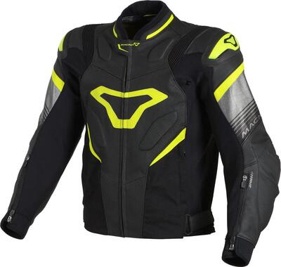 Giacca moto pelle estiva Macna Ripper Nero Neon Gi