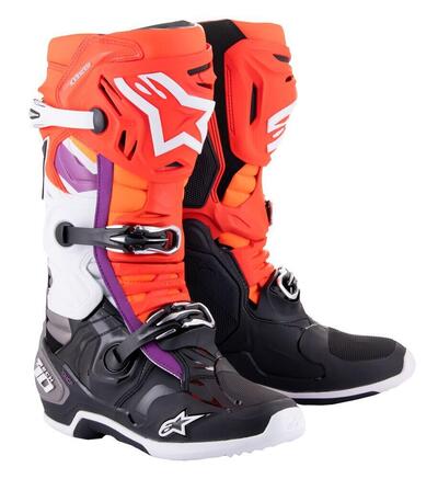 Stivali cross Alpinestars Tech 10 Nero Rosso Fluo