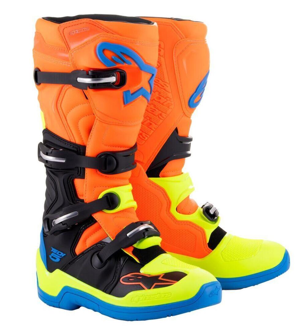 Stivali cross Alpinestars TECH 5 Arancio fluo Blu