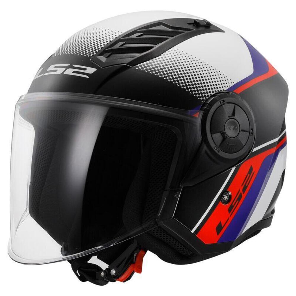 Casco Jet LS2 OF616 Airflow 2 Rush bianco blu ross
