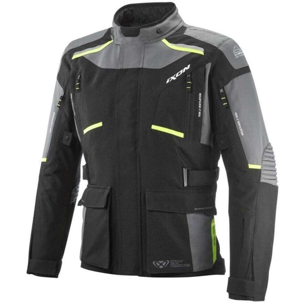 Giacca moto Ixon MIDGARD Nero Grigio Giallo Fluo