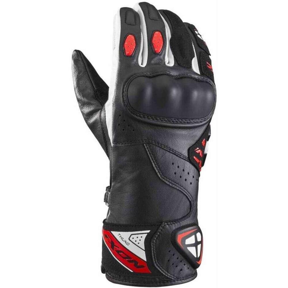 Guanti moto pelle Ixon THUND Nero Rosso Bianco