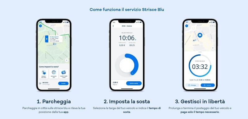 La app di Telepass per pagare le strisce blu