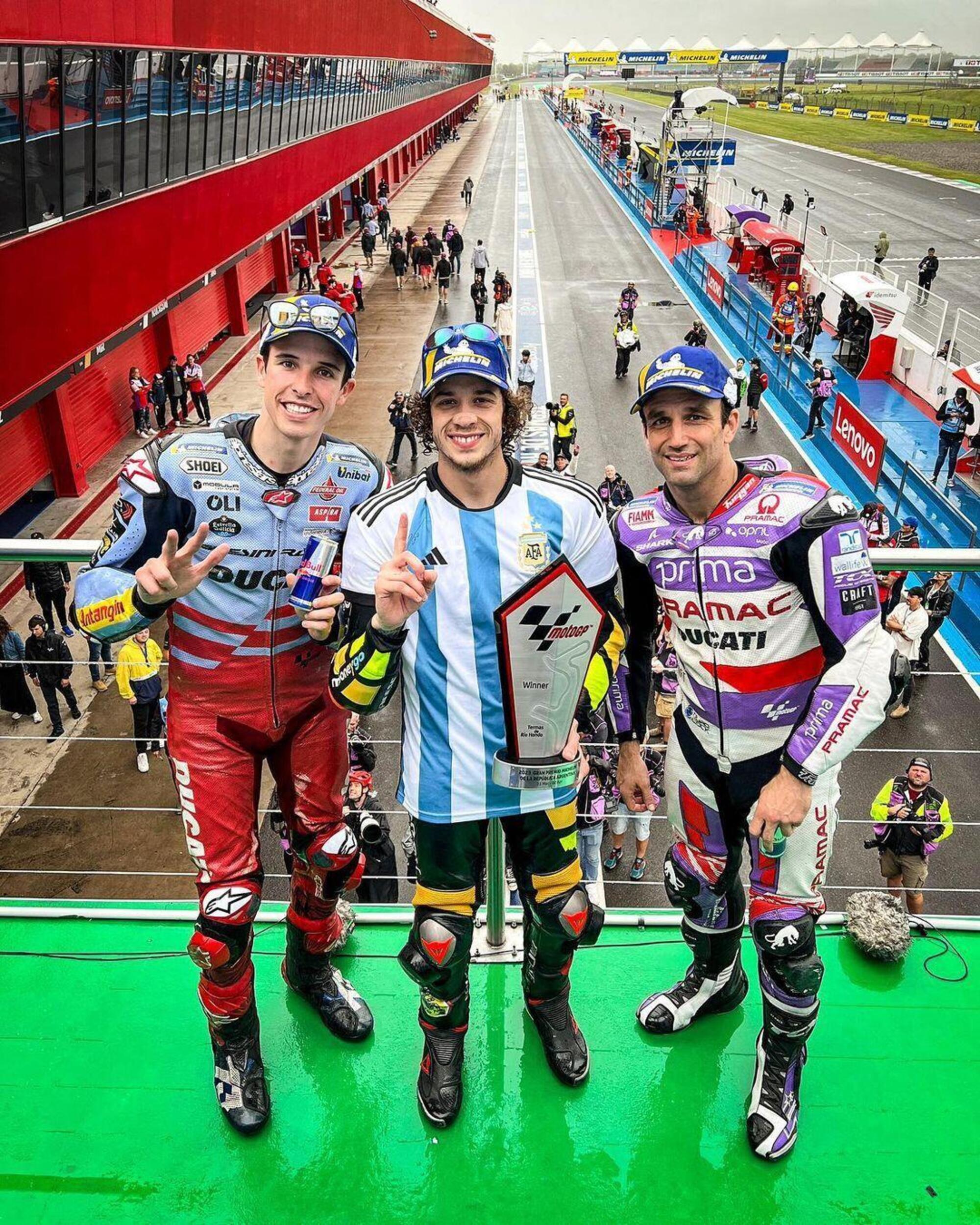 Marco Bezzecchi, Johann Zarco e Alex Marquez Argentina 2023