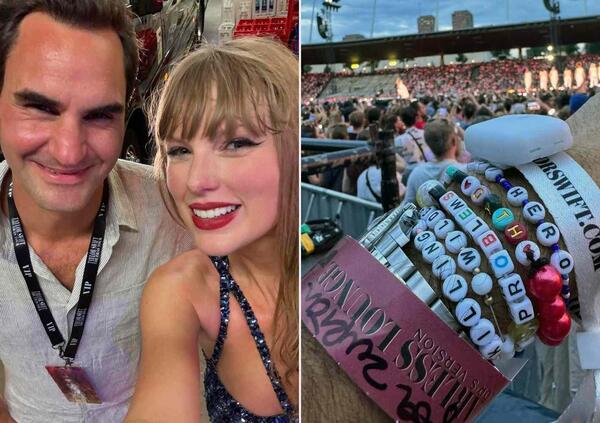 Al concerto di Taylor Swift e dei Coldplay la star &egrave; Roger Federer: dai braccialetti dell&#039;amicizia con le figlie gemelle al messaggio di Chris Martin