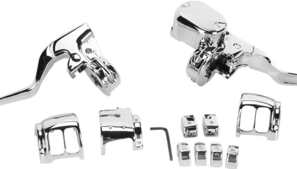 Kit comandi manubrio cromati per disco singolo per Drag Specialties