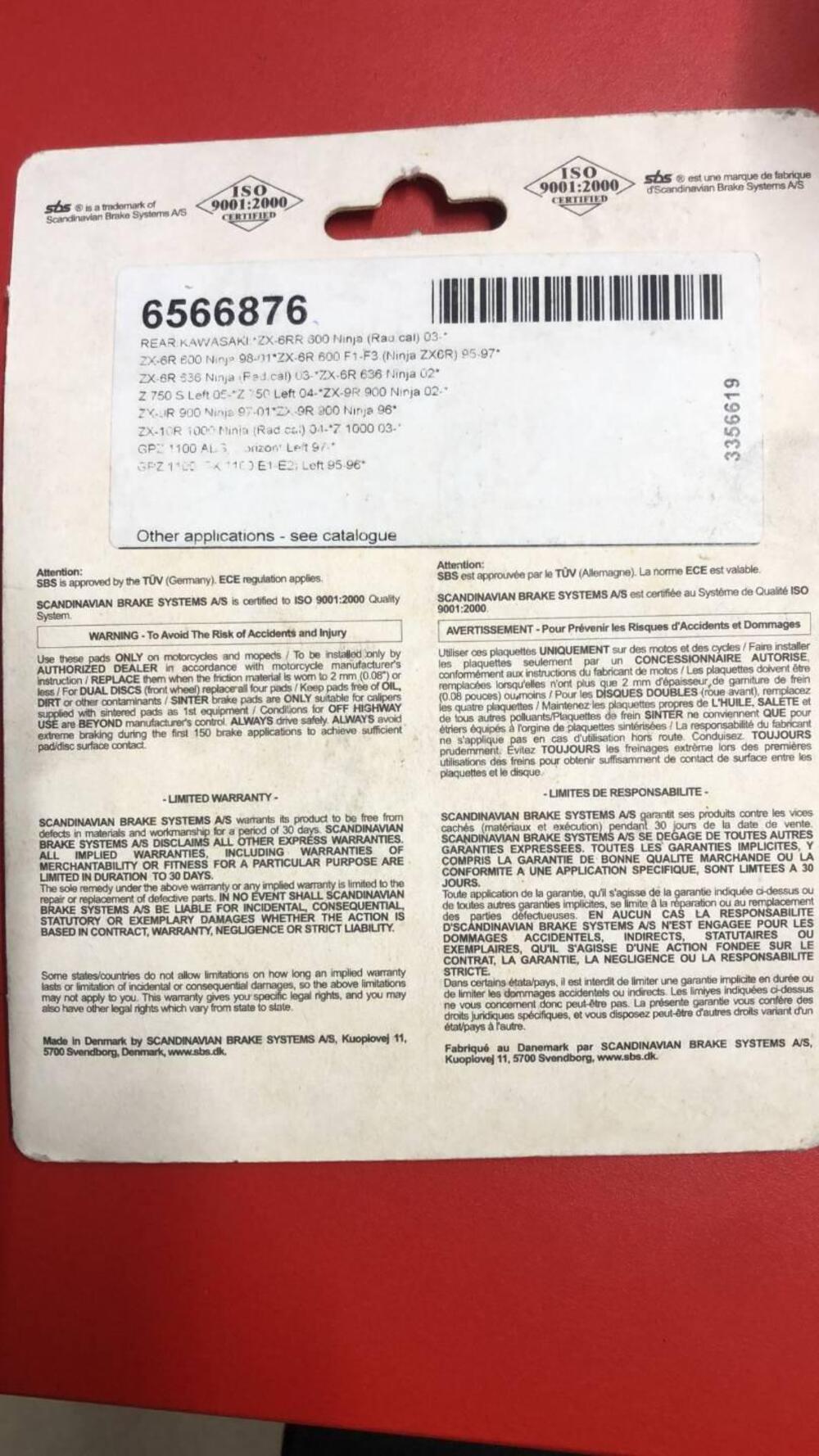 COPPIA PASTIGLIE POSTERIORI SBS 687LS-6566876 PER (2)