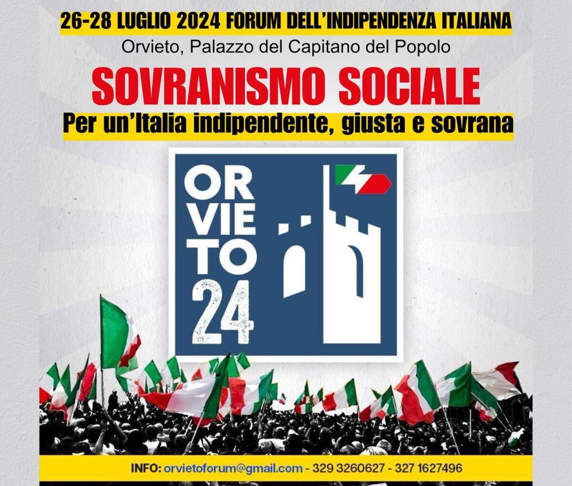 La locandina dell&#039;evento &quot;Orvieto &#039;24&quot; del Forum dell&#039;indipendenza italiana 